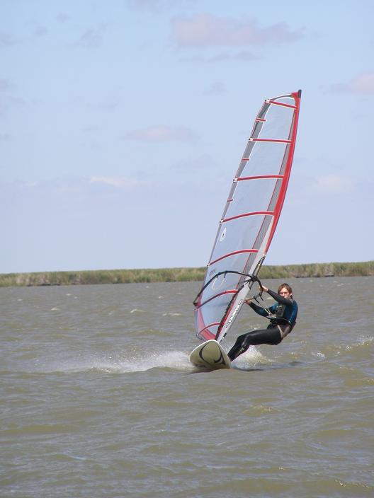 Alex windsurfing at Boggy Lake on the 10th of Feburary