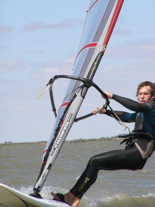 Alex windsurfing at Boggy Lake on the 10th of Feburary