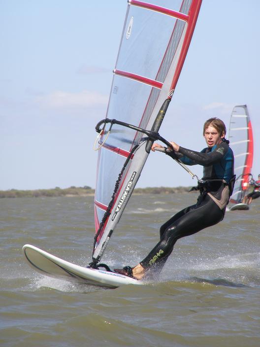 Alex windsurfing at Boggy Lake on the 10th of Feburary
