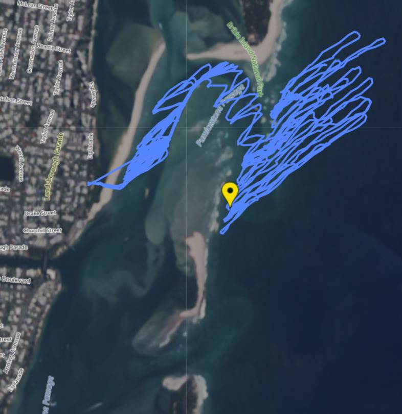 Bribie Bar with low-quality updated satellite image
