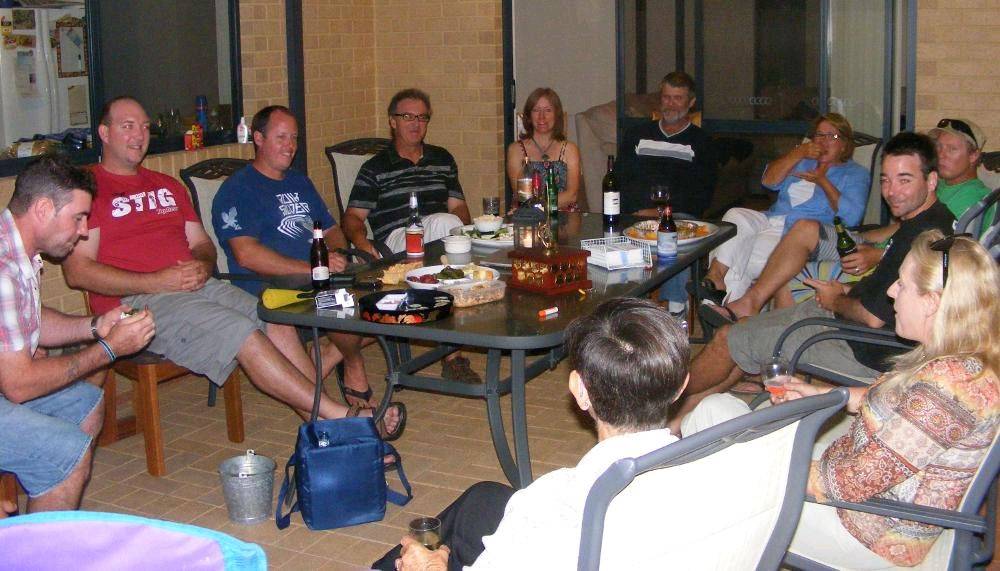 The crew savouring the night