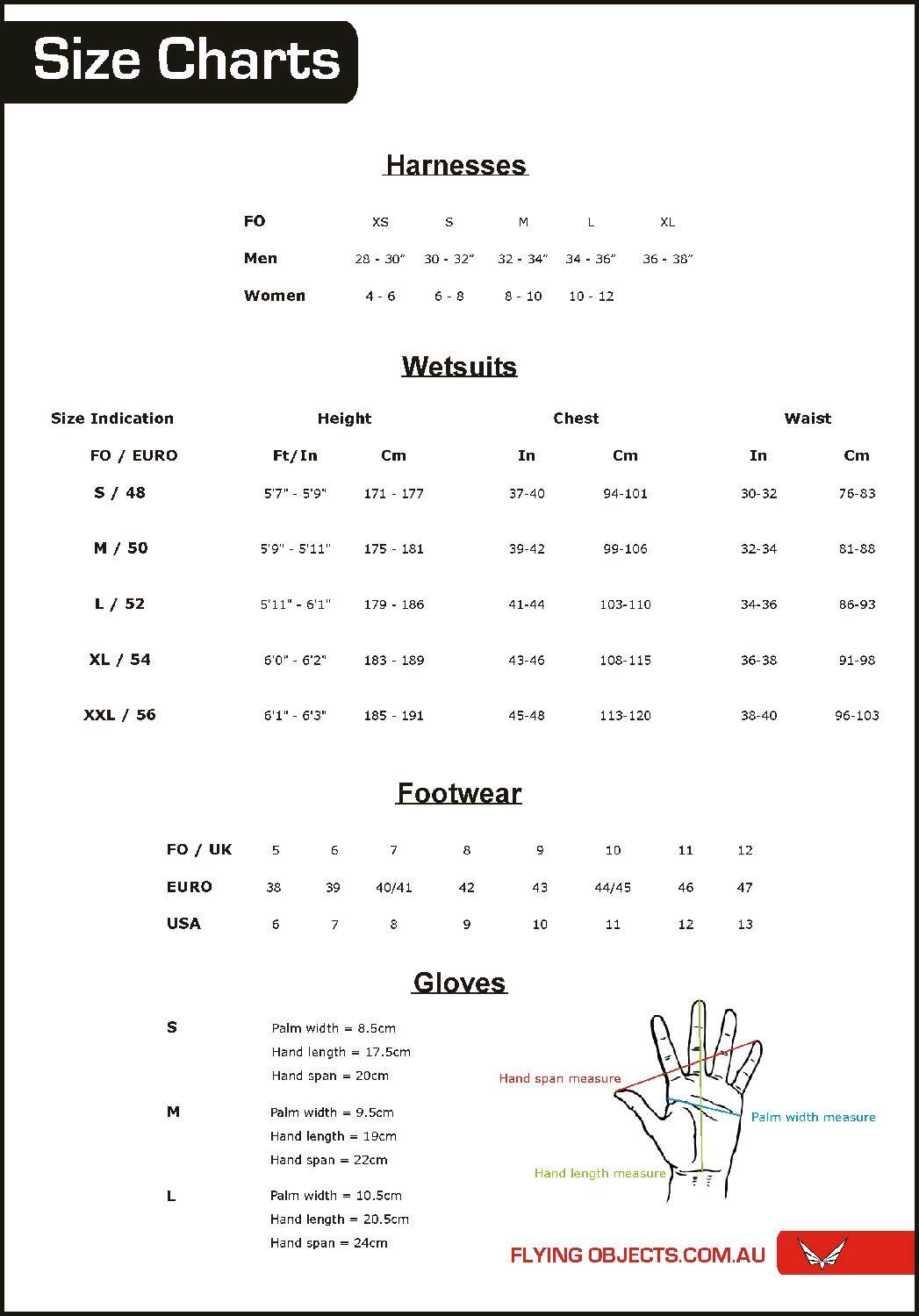 FO Size Chart