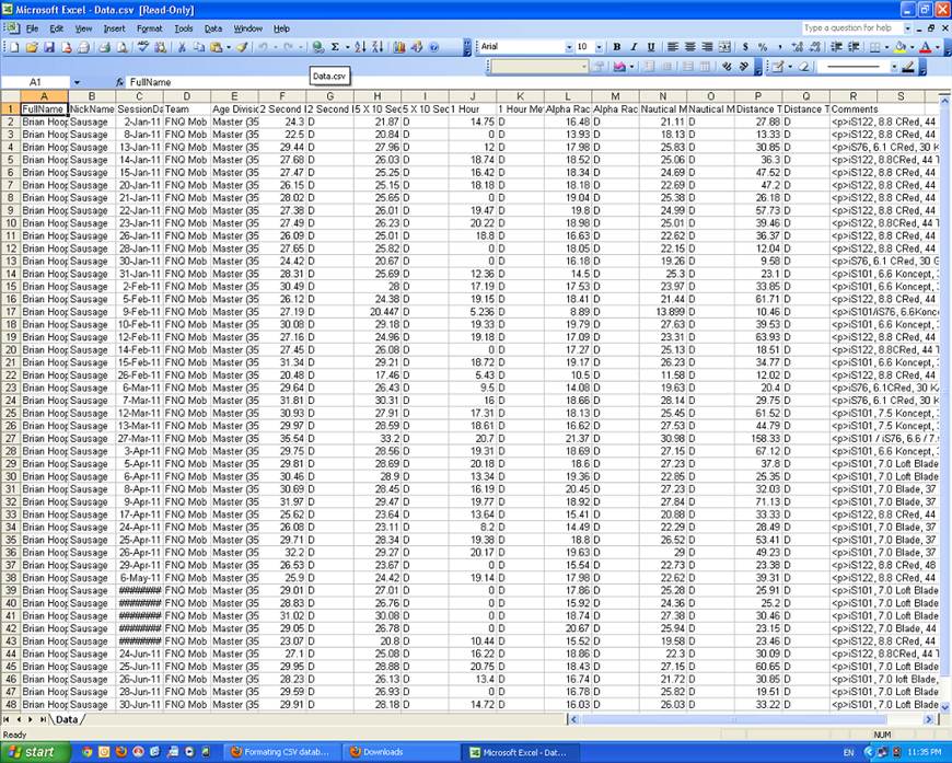 CSV screen grab