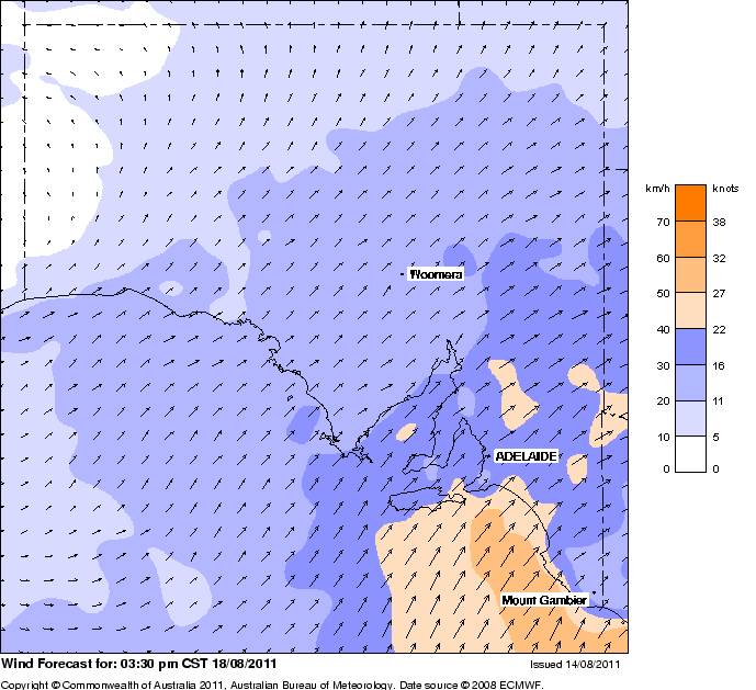 Thursday wind forcast