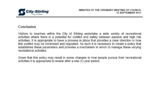 Stirling Beach Rec Policy 13/9/11