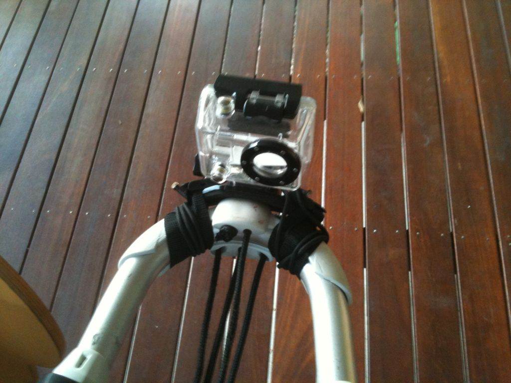 GoPro boom end mount using helmet strap