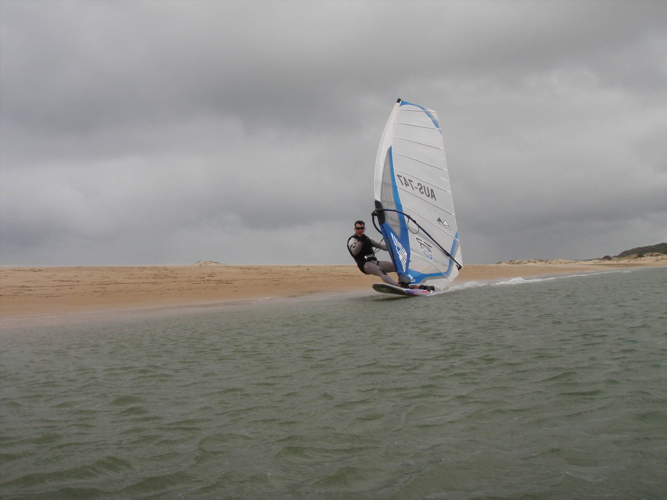 Sandy point having fun