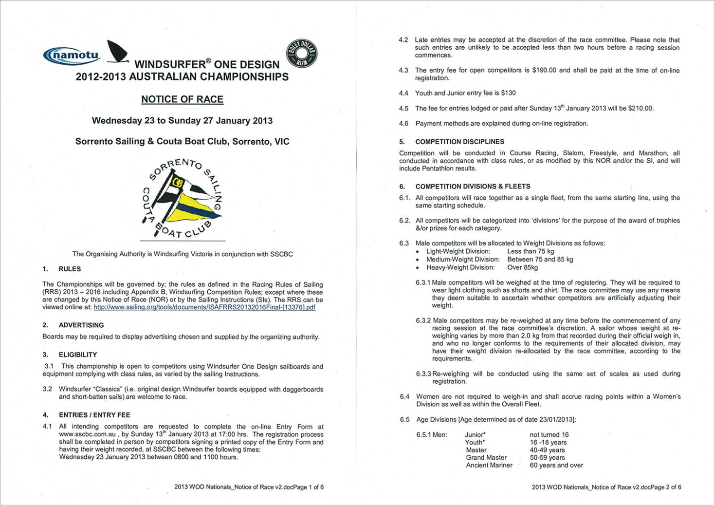 WOD NoR - JAN 2013 SORRENTO, VIC
