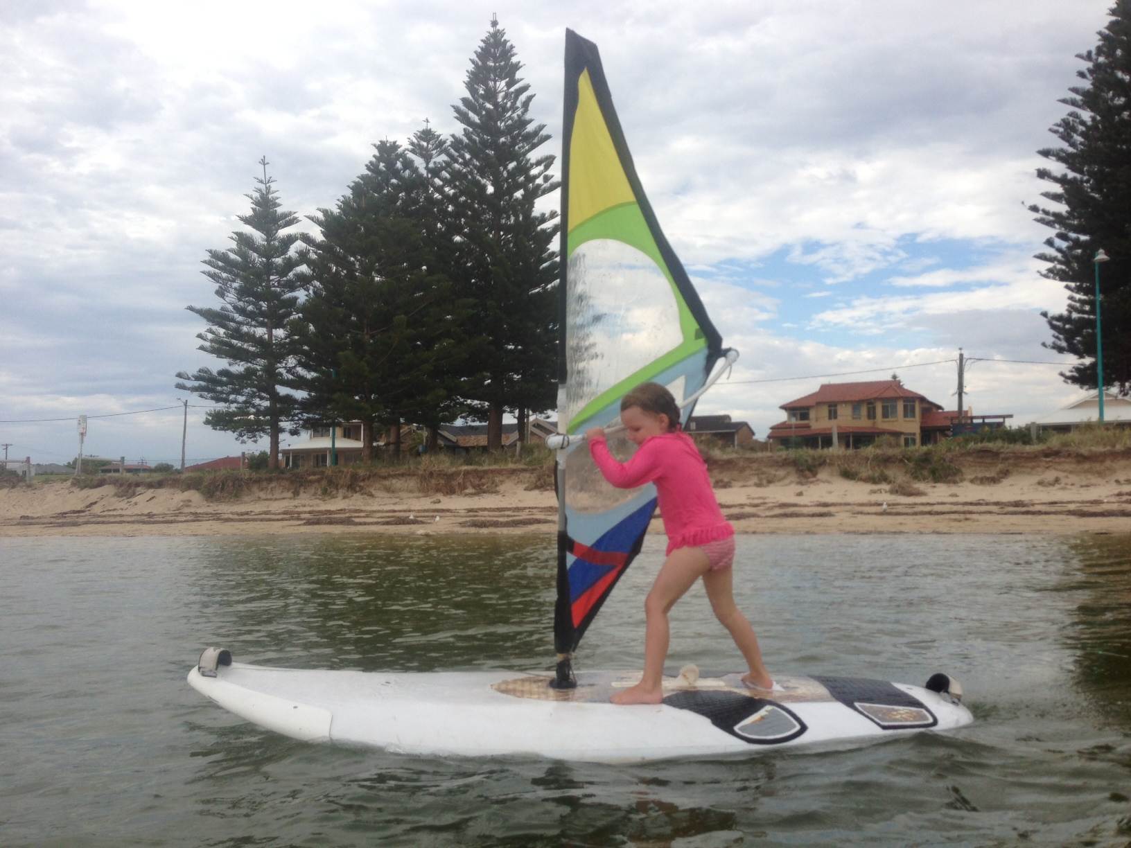 4 year old daughter sailing with home made kiddie rig