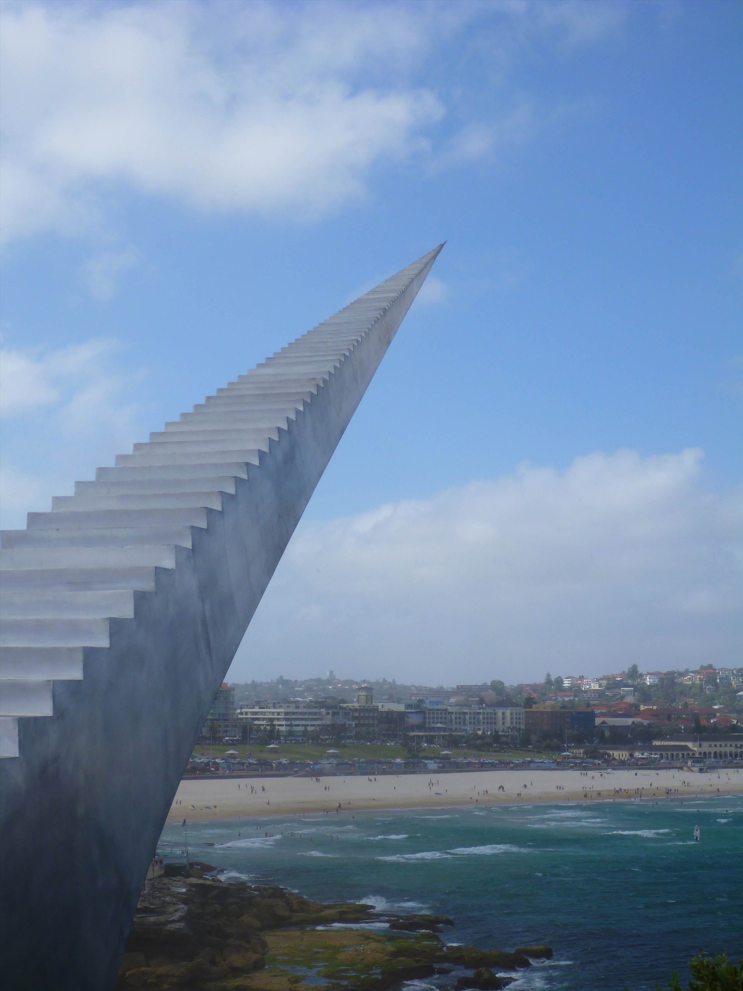 Windsurfing below Sculptures by the Sea