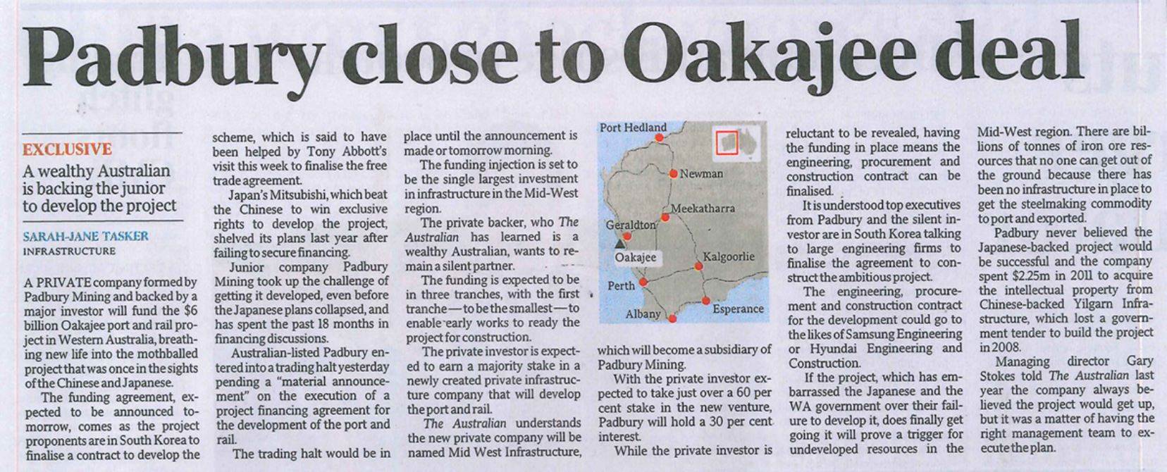 Oakajee Article 10 April 2014 Australian
