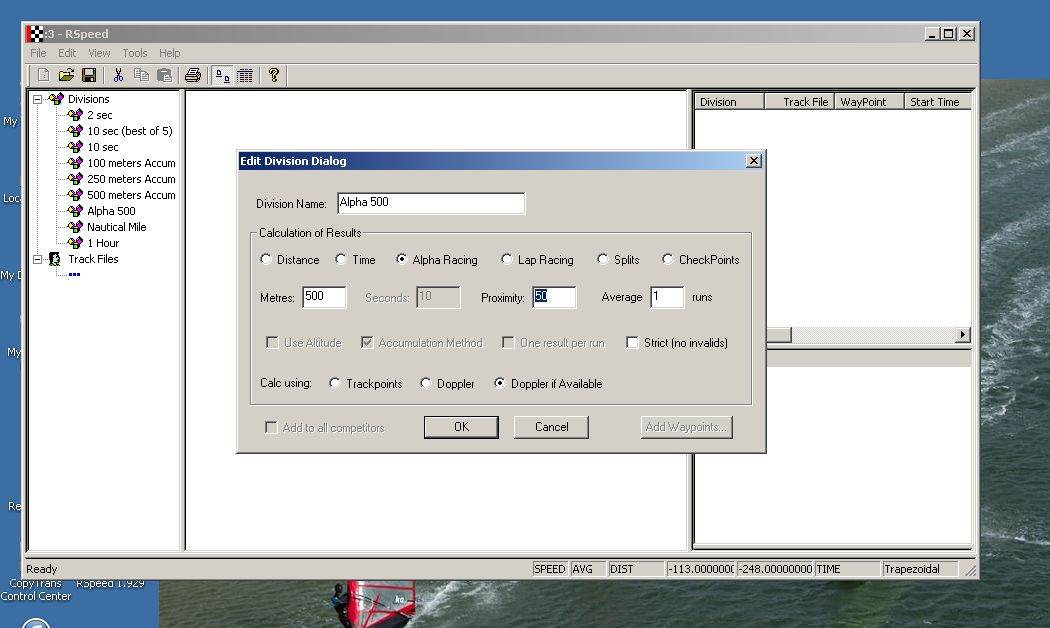 Changing Alpha division properties in RealSpeed