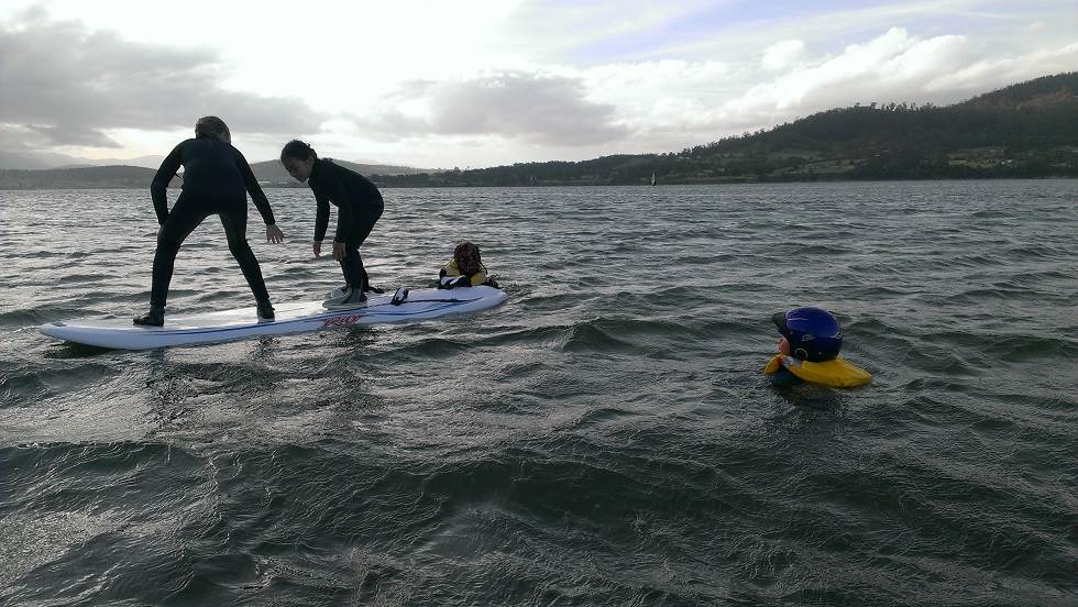 Kids playing around after sailing