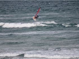 View of the Crew out the kitchen window