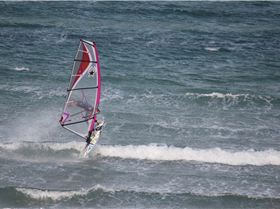 View of the Crew out the kitchen window
