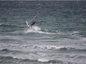 View of the Crew out the kitchen window