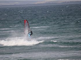 View of the Crew out the kitchen window
