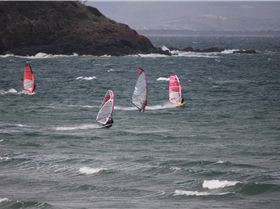 View of the Crew out the kitchen window