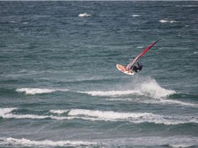View of the Crew out the kitchen window