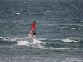 View of the Crew out the kitchen window