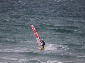 View of the Crew out the kitchen window