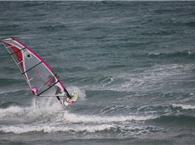 View of the Crew out the kitchen window