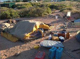 sh#t campsite at gnarls post first 4.2 day