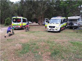 Ambulances at the lake