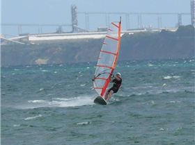 Enjoying a good flat windy session in Portland