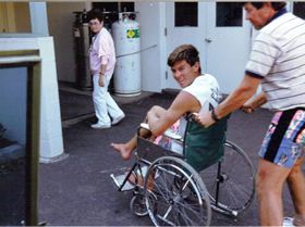 Maris Naish with broken foot