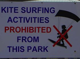 No kitesurfing