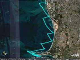 Speed Divas GPS track for downwinder from Woodies to South Beach
