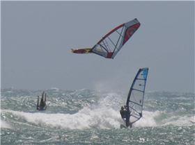 Bailing out of a back loop @ the Gero Windsurfing Festival