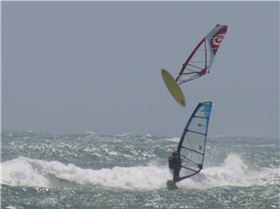 Bailing out of a back loop @ the Gero Windsurfing Festival