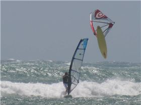 Bailing out of a back loop @ the Gero Windsurfing Festival