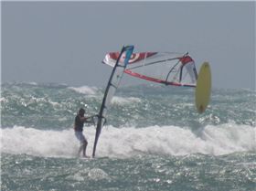 Bailing out of a jump @ the Gero Windsurfing Festival