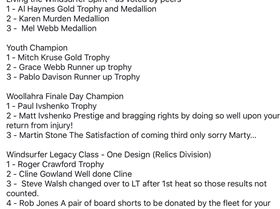 Sydney Summer Series prizewinners