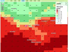 Meteye Sunday morning for Monday