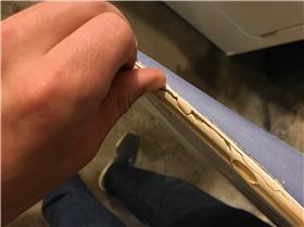 nose damage, splitting at the seam