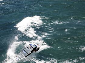 Finding some shade under the slalom board