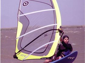 Sailing in 30 knots at Boggy Lake in SA