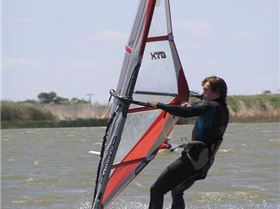 Alex windsurfing at Boggy Lake on the 10th of Feburary