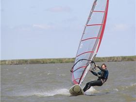Alex windsurfing at Boggy Lake on the 10th of Feburary
