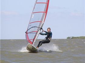 Alex windsurfing at Boggy Lake on the 10th of Feburary