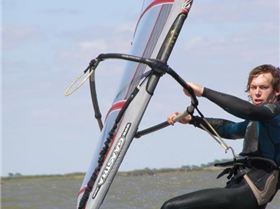Alex windsurfing at Boggy Lake on the 10th of Feburary