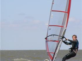 Alex windsurfing at Boggy Lake on the 10th of Feburary