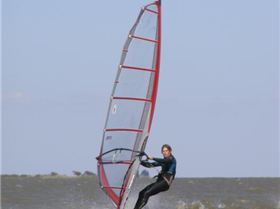 Alex windsurfing at Boggy Lake on the 10th of Feburary
