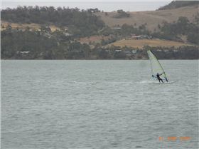 Lone sailer on causway near Sorrel, Tassie