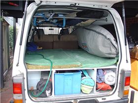 Jamie snowboard in PJ's and Petes van 021