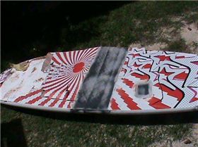 whats left of my board after snapping the nose off in the sand and trying to sail upwind for 1.5km..